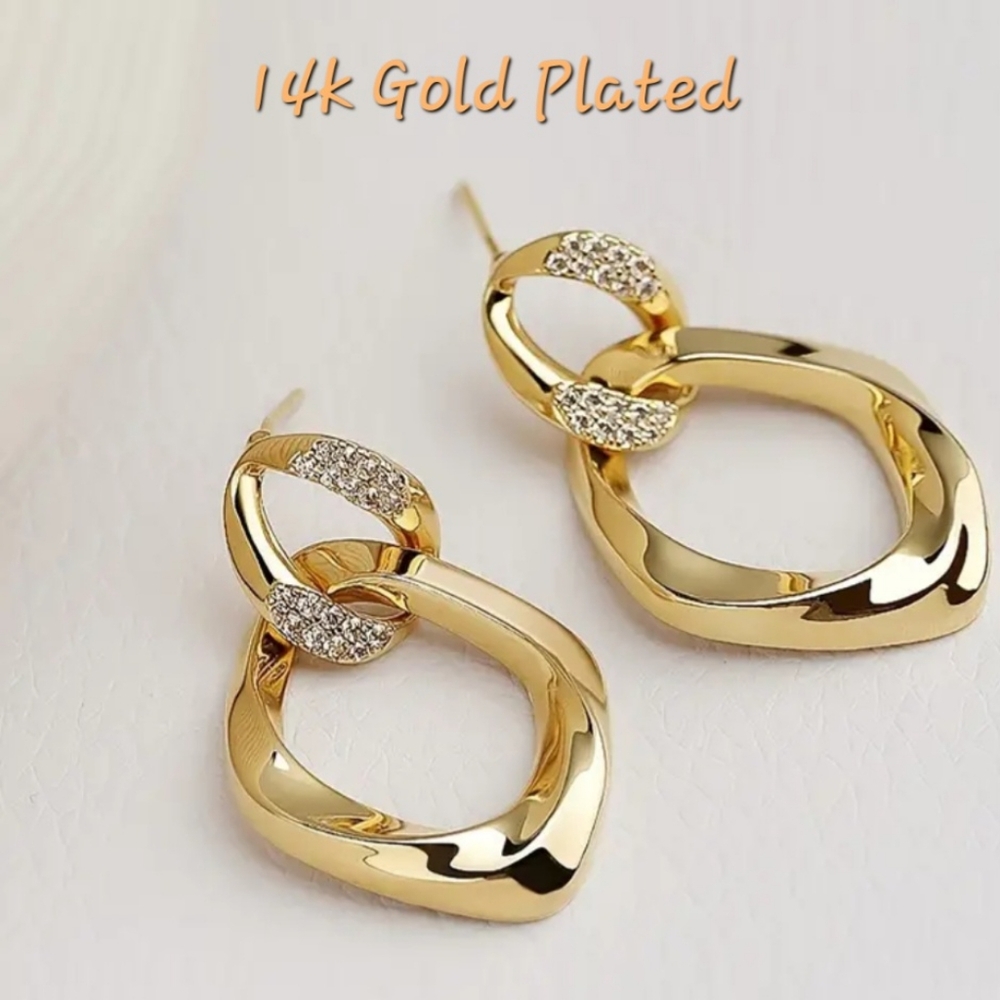 Gold Plated Earrings with Crystal Accents. NWT Fast Ship. So Nice!